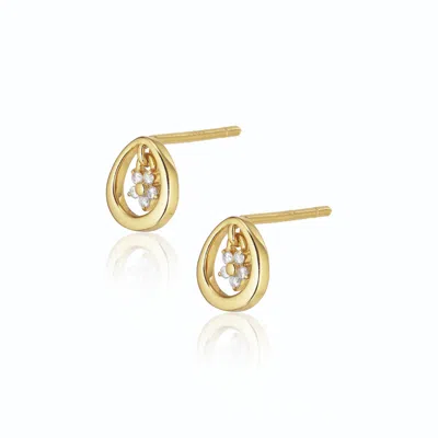 Alura Copenhagen Jewellery Women's Gold Eclipse - Earstuds With Zirconia Flower