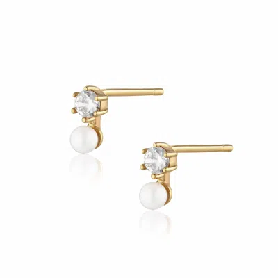 Alura Copenhagen Jewellery Women's Gold Eclipse - Pearl & Zircon Earstuds