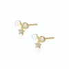 Alura Copenhagen Jewellery Women's Gold Eclipse Earrings With Pearl & Zircons In Gold