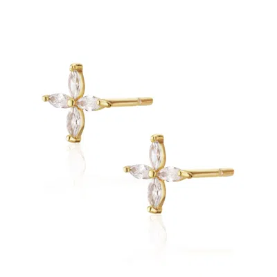 Alura Copenhagen Jewellery Women's Gold Eclipse Flower Zirconia Earstuds