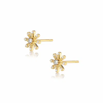 Alura Copenhagen Jewellery Women's Gold Embrace - Charity - Flower Earstuds With Zircon