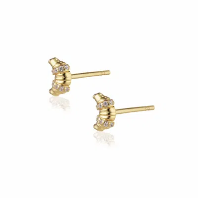 Alura Copenhagen Jewellery Women's Gold Grace - Croissant Earstuds With Zircons