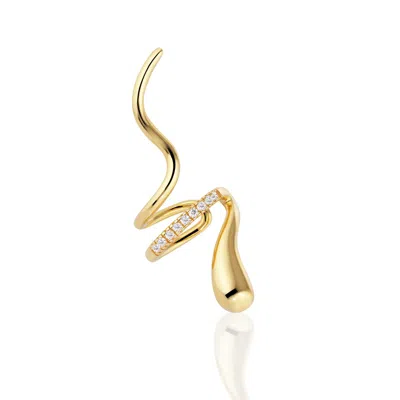 Alura Copenhagen Jewellery Women's Gold Grace - Serpent Ear Cuff With Cubic Zirconia