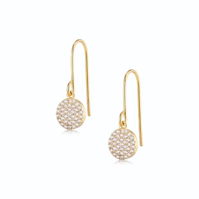 Alura Copenhagen Jewellery Women's Gold Grace -sparkling Dangle & Drop Earrings With Plate Of Shiny Zircons