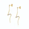 Alura Copenhagen Jewellery Women's Gold Grace Dangle & Drop Spiral Earings With Cubic Zircons In Gold