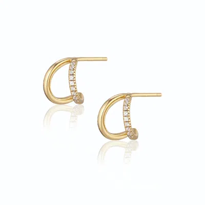 Alura Copenhagen Jewellery Women's Gold Grace Double Earstuds With Sparkling Faceted Zirconia