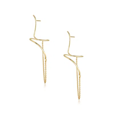Alura Copenhagen Jewellery Women's Gold Grace Spiral Earstuds With Chain