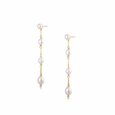 Alura Copenhagen Jewellery Women's Gold Ocean - Pearl Earstud With Three Pearls & Chain