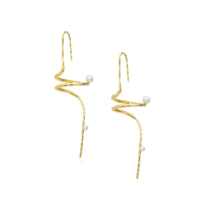 Alura Copenhagen Jewellery Women's Gold Ocean - Spiral Earrings W. Pearls