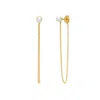Alura Copenhagen Jewellery Women's Gold Ocean Earrings With Pearl & Chain Behind The Ear In Gold