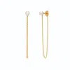 Alura Copenhagen Jewellery Women's Gold Ocean Earrings With Pearl & Short Chain Behind The Ear In Gold
