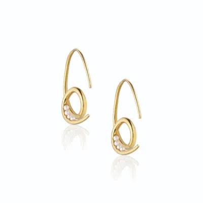 Alura Copenhagen Jewellery Women's Gold Ocean Spiral Earrings With Freshwater Pearls