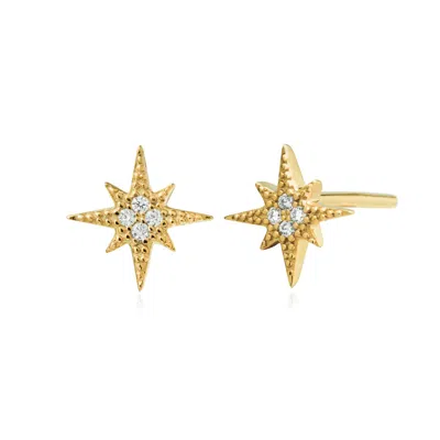 Alura Copenhagen Jewellery Women's Gold Venus - Star Earstuds With Zircons