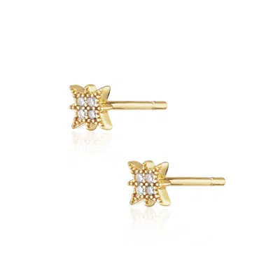 Alura Copenhagen Jewellery Women's Gold Venus Small Stars Earstuds  W. Zirconia