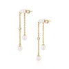 Alura Copenhagen Jewellery Women's Gold / White Eclipse Dangle & Drop Earstuds With Freshwater Pearls & Zirconia