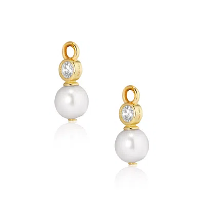 Alura Copenhagen Jewellery Women's Gold / White Eclipse Pendant With Zirconia & Pearl