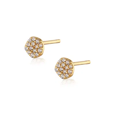 Alura Copenhagen Jewellery Women's Gold / White Grace Round Earstud With Zirconias