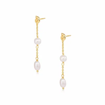 Alura Copenhagen Jewellery Women's Gold / White Ocean Earstud With Pearls & Seasnail In Multi
