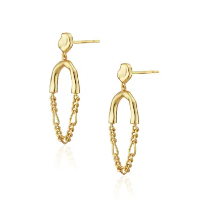 Alura Copenhagen Jewellery Women's Grace Earstuds With Golden Chains