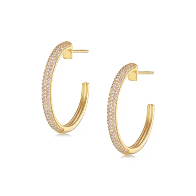 Alura Copenhagen Jewellery Women's Grace Open Hoop W. Three Rows Of Zircons - Gold