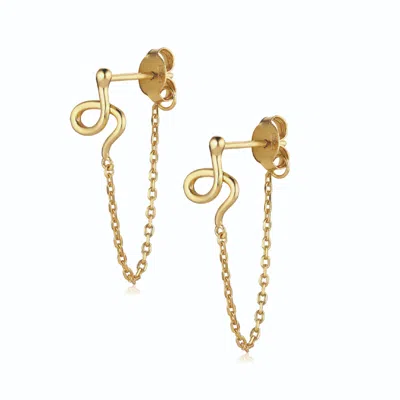 Alura Copenhagen Jewellery Women's Grace Serpentine Earstuds With Chain - Gold