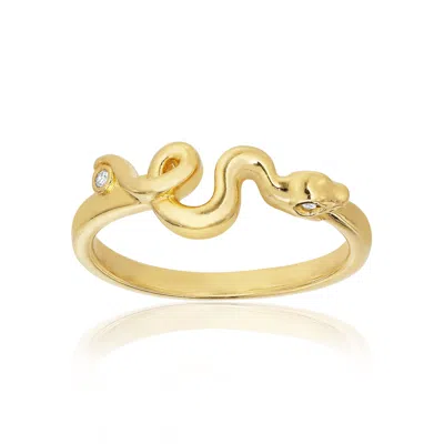 Alura Copenhagen Jewellery Women's Grace Snake Ring With Zircons - Gold