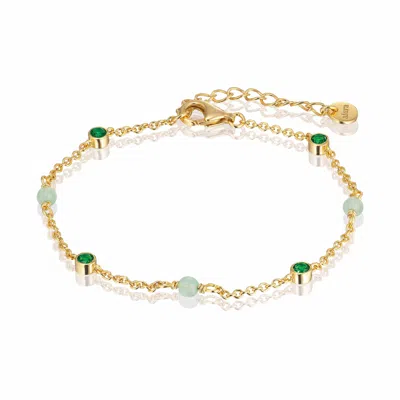 Alura Copenhagen Jewellery Women's Green / Gold Ocean Bracelet With Green Zirconias & Aventurine In Multi