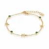 Alura Copenhagen Jewellery Women's Green / Gold Ocean Bracelet With Seastars & Green Zirconias