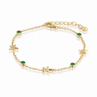 Alura Copenhagen Jewellery Women's Green / Gold Ocean Bracelet With Seastars & Green Zirconias