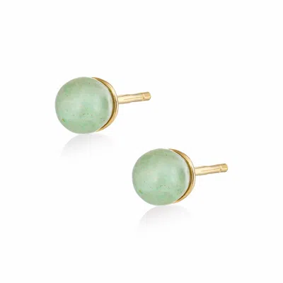 Alura Copenhagen Jewellery Women's Green / Gold Ocean Earstud With Aventurine In Multi