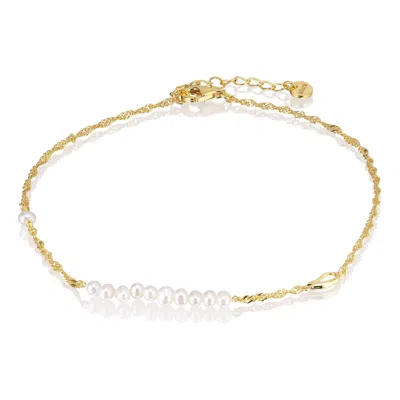 Alura Copenhagen Jewellery Women's Ocean - Ankle Chain In Pearls & Gold