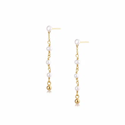 Alura Copenhagen Jewellery Women's Ocean - Pearl Earstuds W. Three Genuine Freshwater Pearls & A Gold Ball