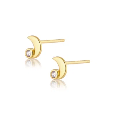 Alura Copenhagen Jewellery Women's Venus - Moon Earstuds With Zirconia - Gold