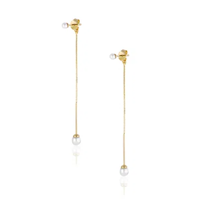 Alura Copenhagen Jewellery Women's White / Gold Ocean Earstud With Pearl & Chain