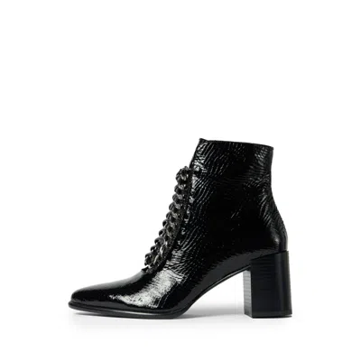 Alura Women's Danielle Ankle Boots With Block Heel Black Snake
