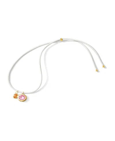 Alv Jewels Bezel Duo Set Paired Cream Leather Cord Necklace In Multi