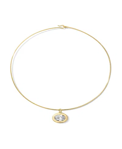 Alv Jewels Bezel Set East-west Cz Oval And Thin Collar Necklace In Gold