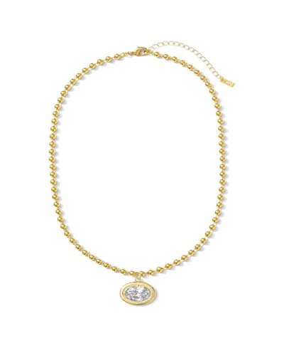 Alv Jewels Bezel Set East-west Oval And Ball Chain Necklace In Gold