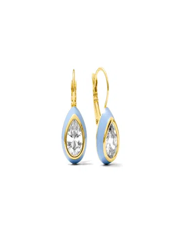 Alv Jewels Enamel Cz Pear Drop Earrings In Gold