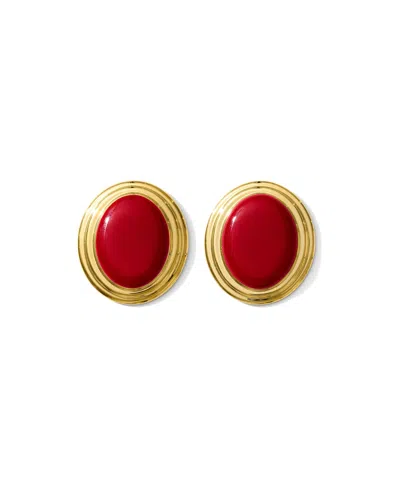 Alv Jewels Enamel Gold Studs Earrings In Red
