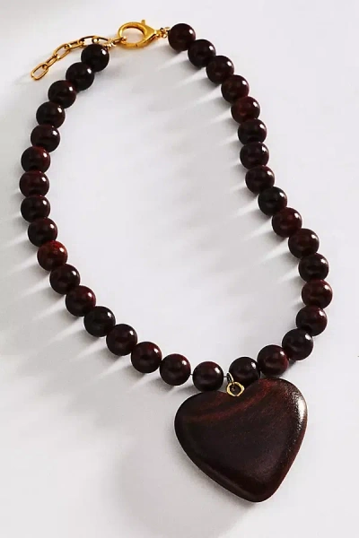 Alv Jewels Heart Necklace In Brown