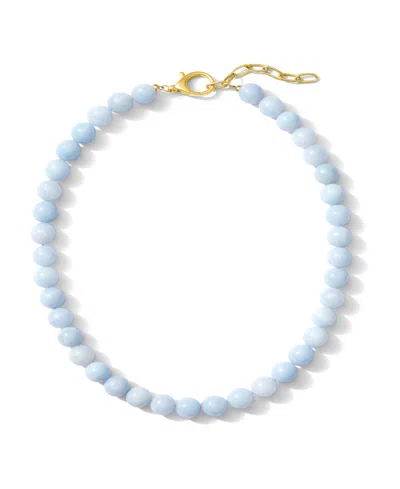 Alv Jewels Smooth Round Gemstone Necklace In Blue