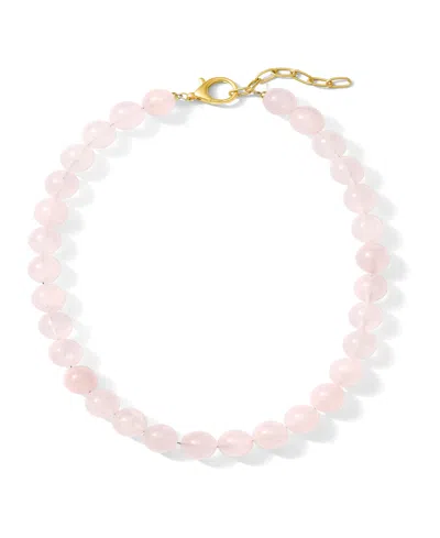 Alv Jewels Smooth Round Gemstone Necklace In Pink