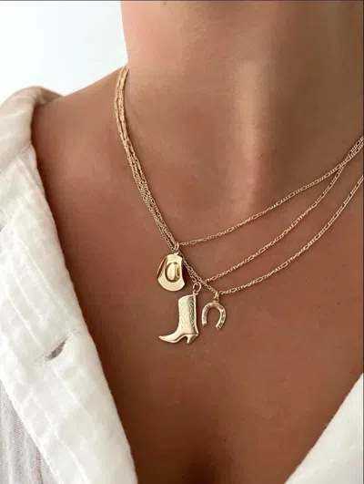 Alv Jewels Women's Cowgirl Charm Necklace - Hat In Gold