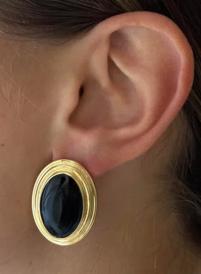 Alv Jewels Women's Joy Enamel Studs In Black
