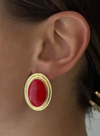 Alv Jewels Women's Joy Enamel Studs In Red