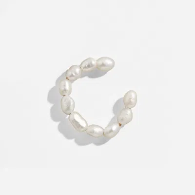 Alv Jewels Women's Pearl Hoop Earrings In White In Metallic