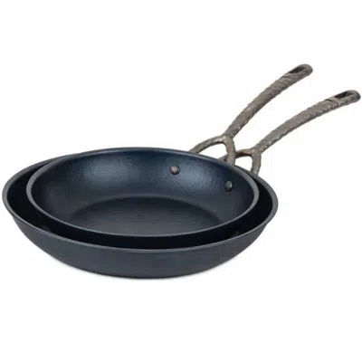 Alva Artist 2-piece Blue Carbon Steel Frying Pan Set In Black