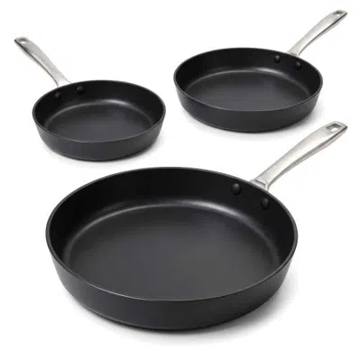 Alva Maestro 3-piece Ceramic Nonstick Frying Pan Set In Black