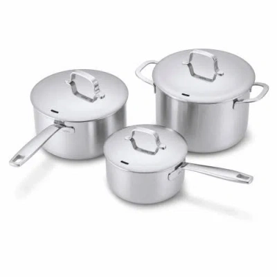 Alva Maestro 3-piece Full Clad Stainless Steel Saucepan & Stock Pot Set In Silver